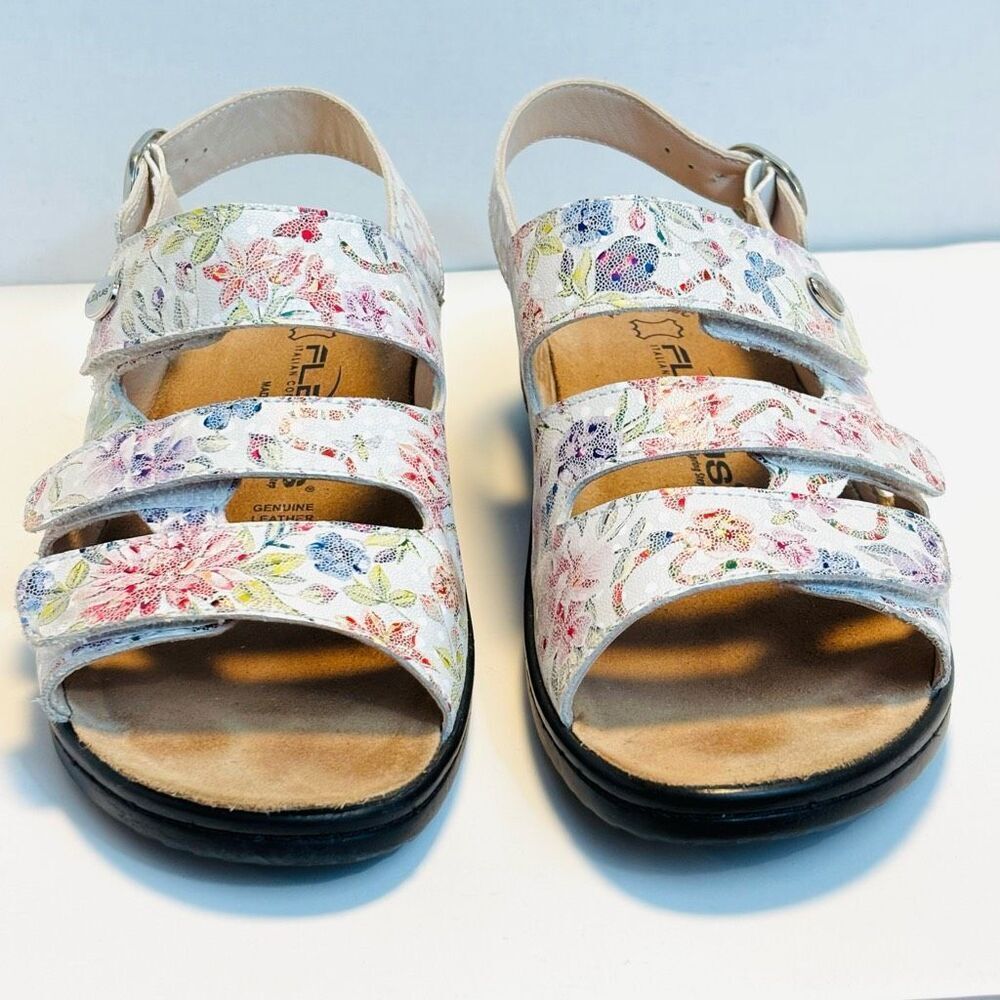 Flexus Acomar floral multi leather sandals EU 39 … - image 2